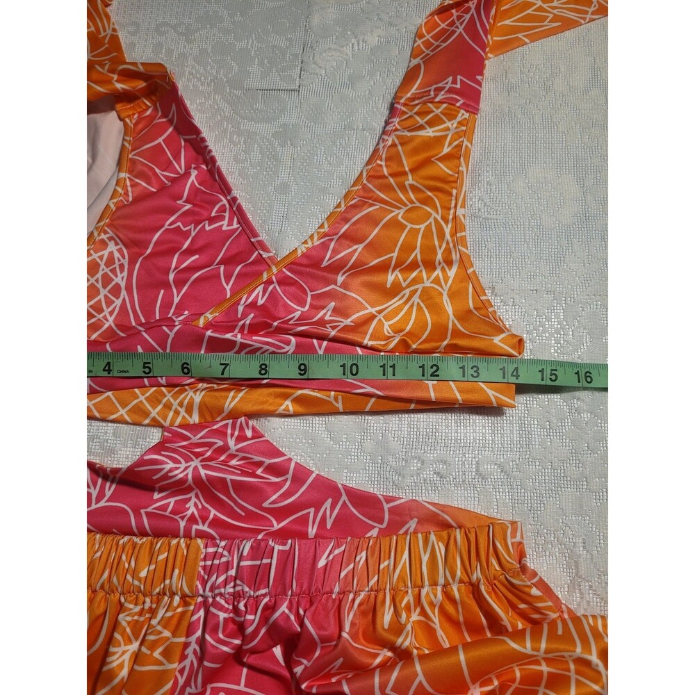 SHEIN Tropical Beach Halter Maxi Dress Pink Orange Small #103 - Picture 6 of 10